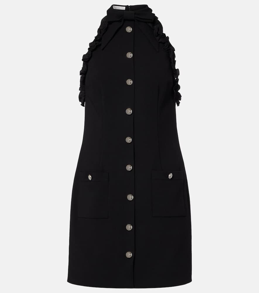 Bow-detail wool-blend crêpe minidress