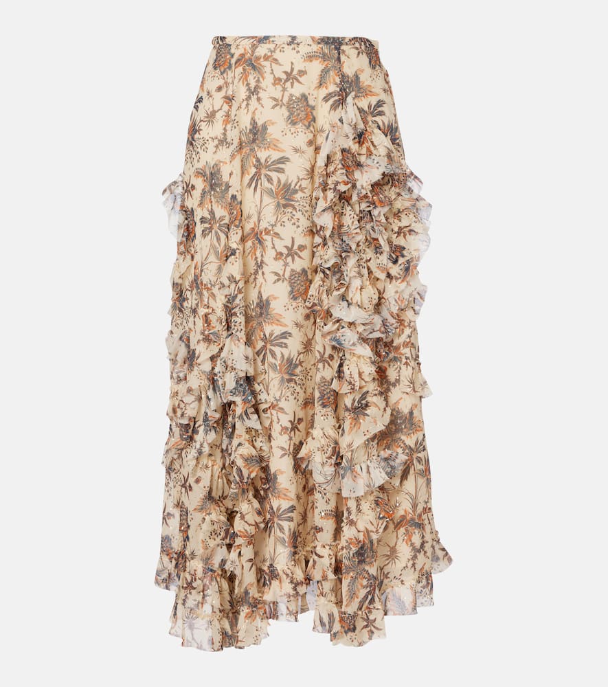 Adele printed silk-blend chiffon midi skirt