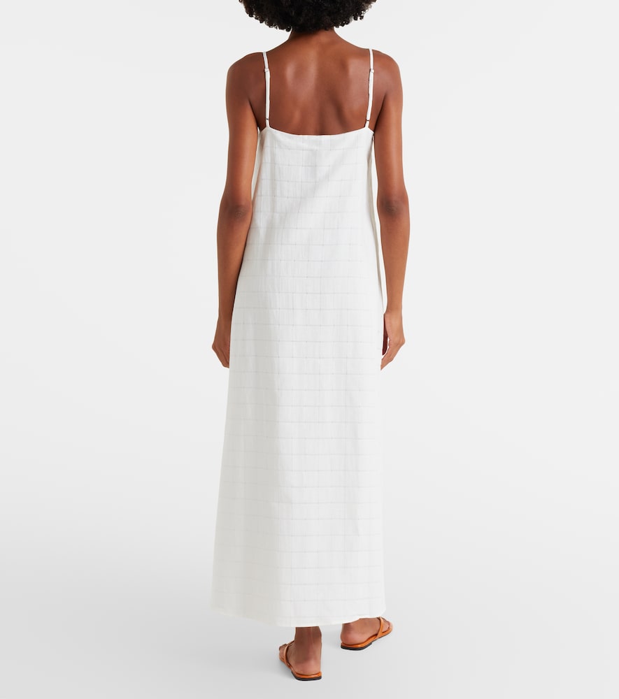 Melfi checked linen and cotton maxi dress