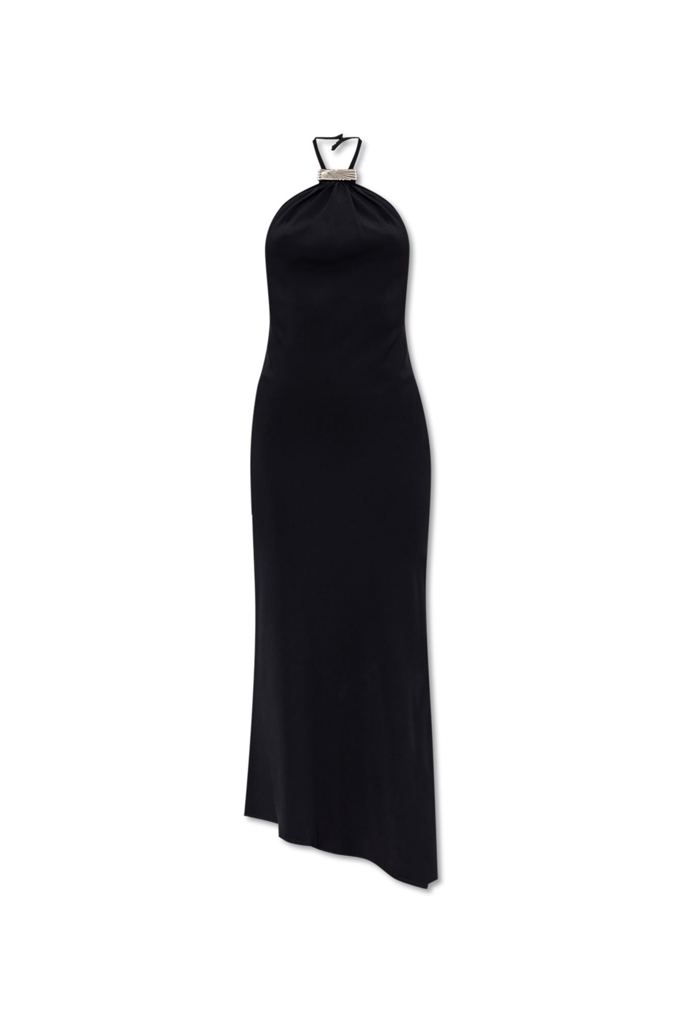 Black Halterneck Low-back Midi Dress