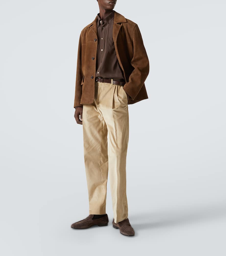 Cotton corduroy straight pants