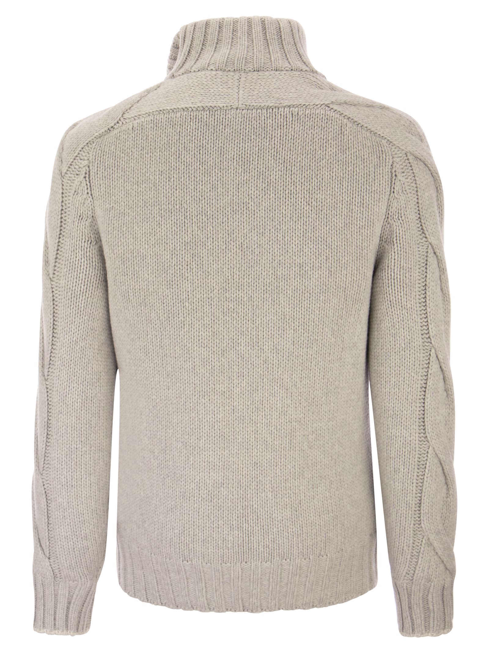 Cable-knit padded jacket - Grey