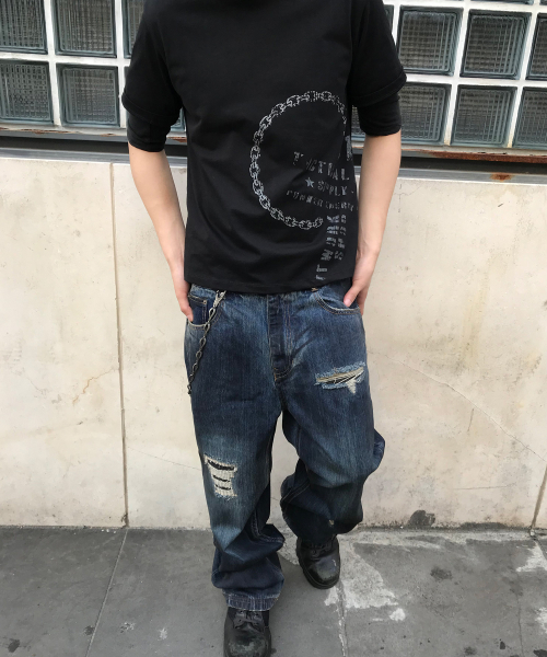Dirty Faded Straight Denim Pants