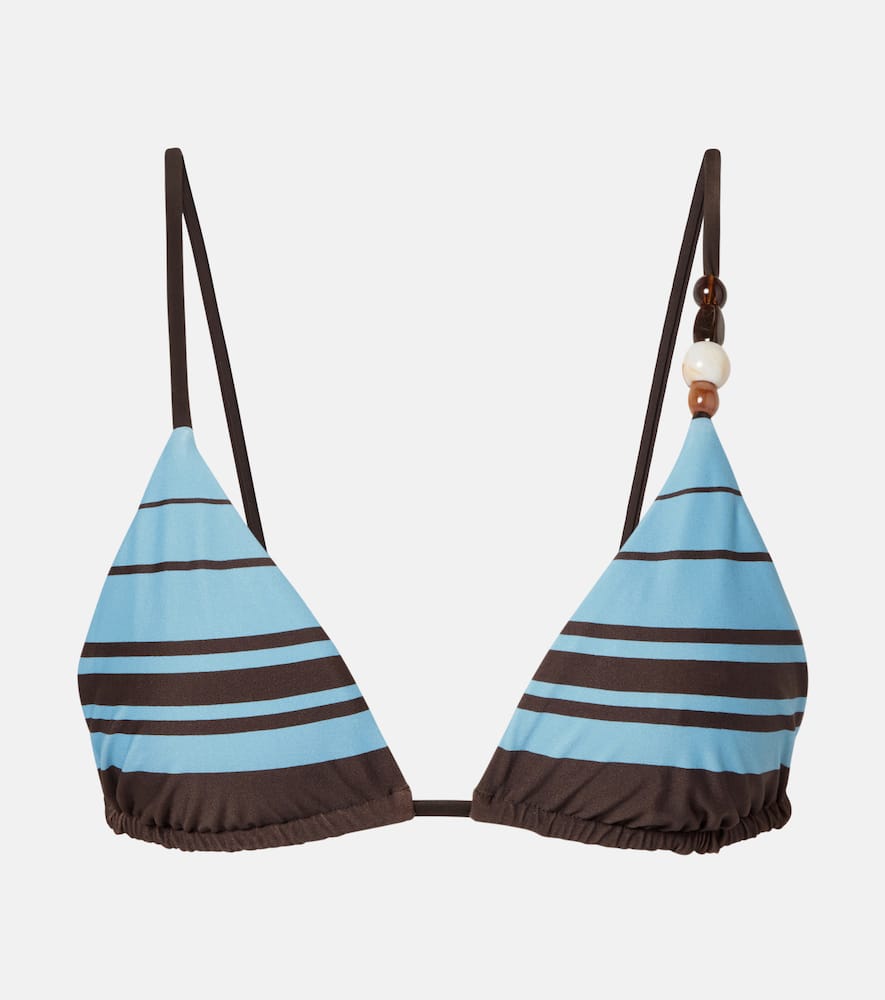 Rioja beaded striped bikini top