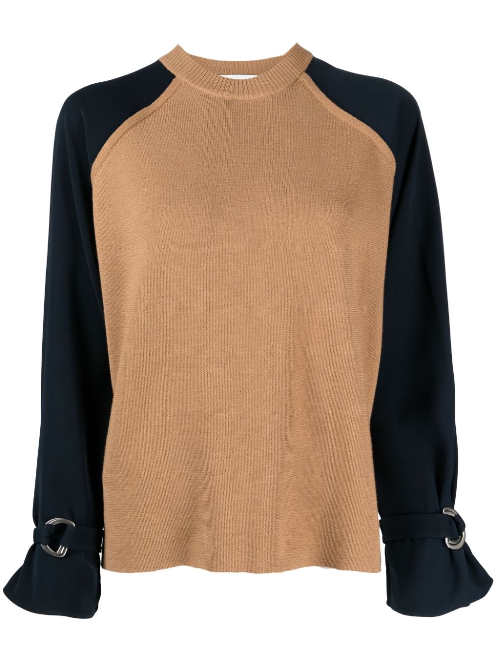 Two-tone merino wool jumper - Brown