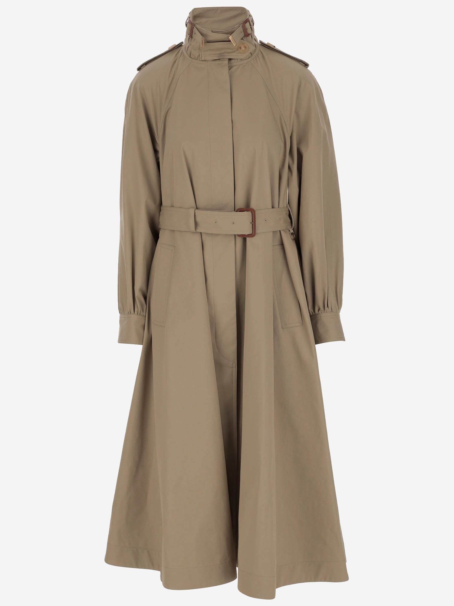 Long Trench Coat Made Of Cotton Gabardine