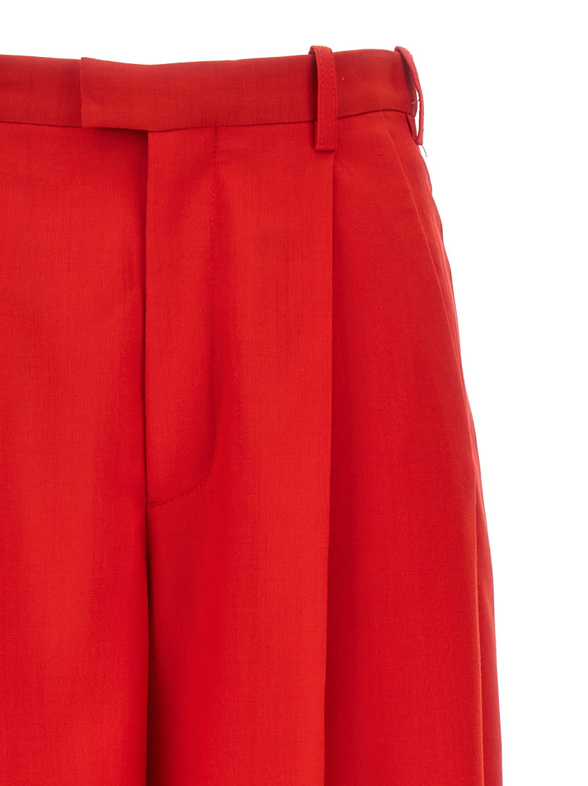 -Front Pleat Pantaloni Rosso-Donna