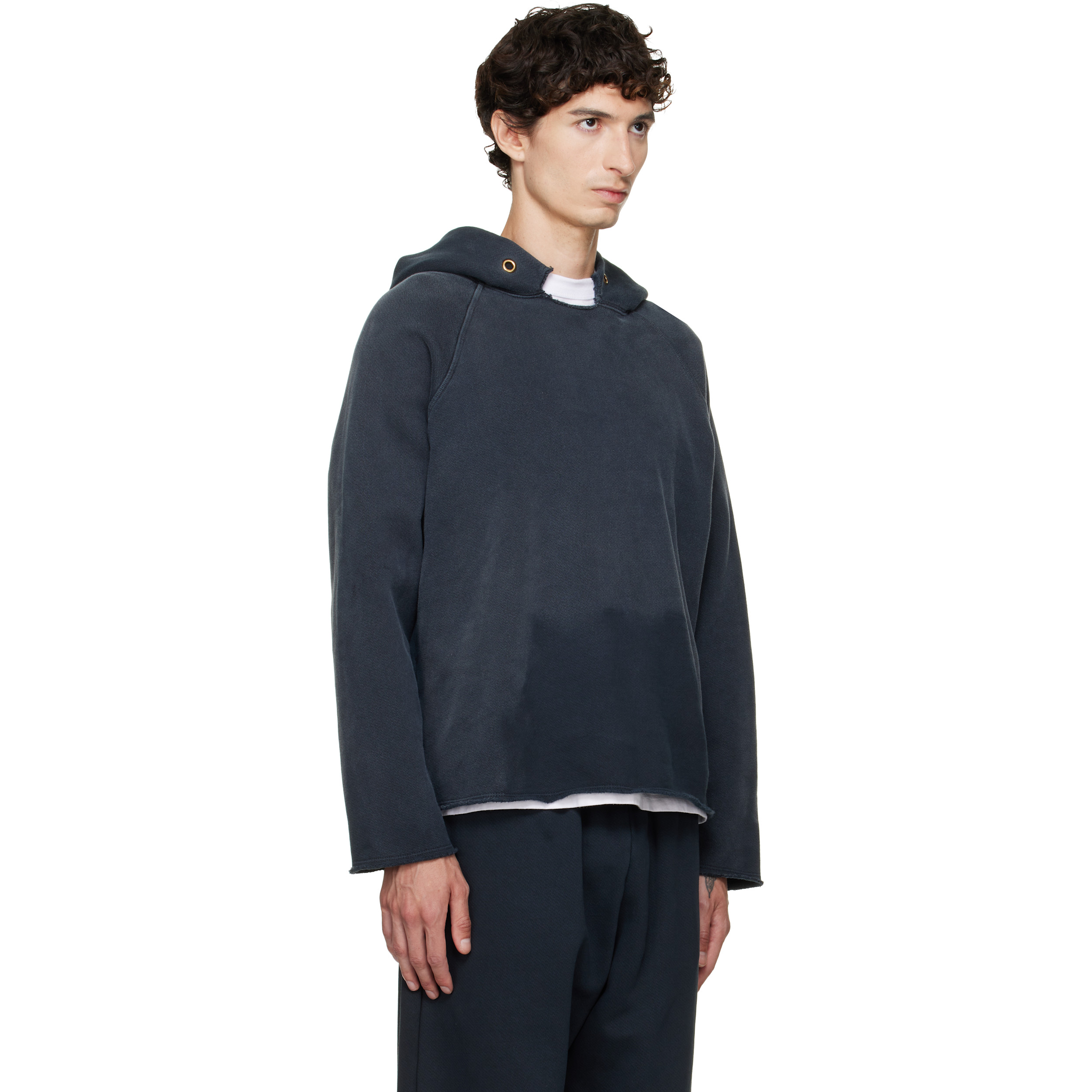 Black Heavyweight Raw Raglan Hoodie