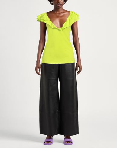 Woman Top Lime green Size M Cotton, Elastane
