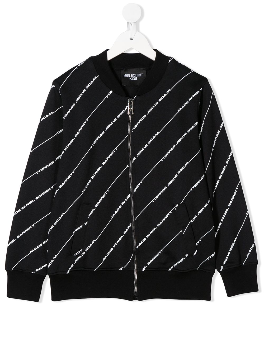 Diagonal logo stripe bomber jacket - Black