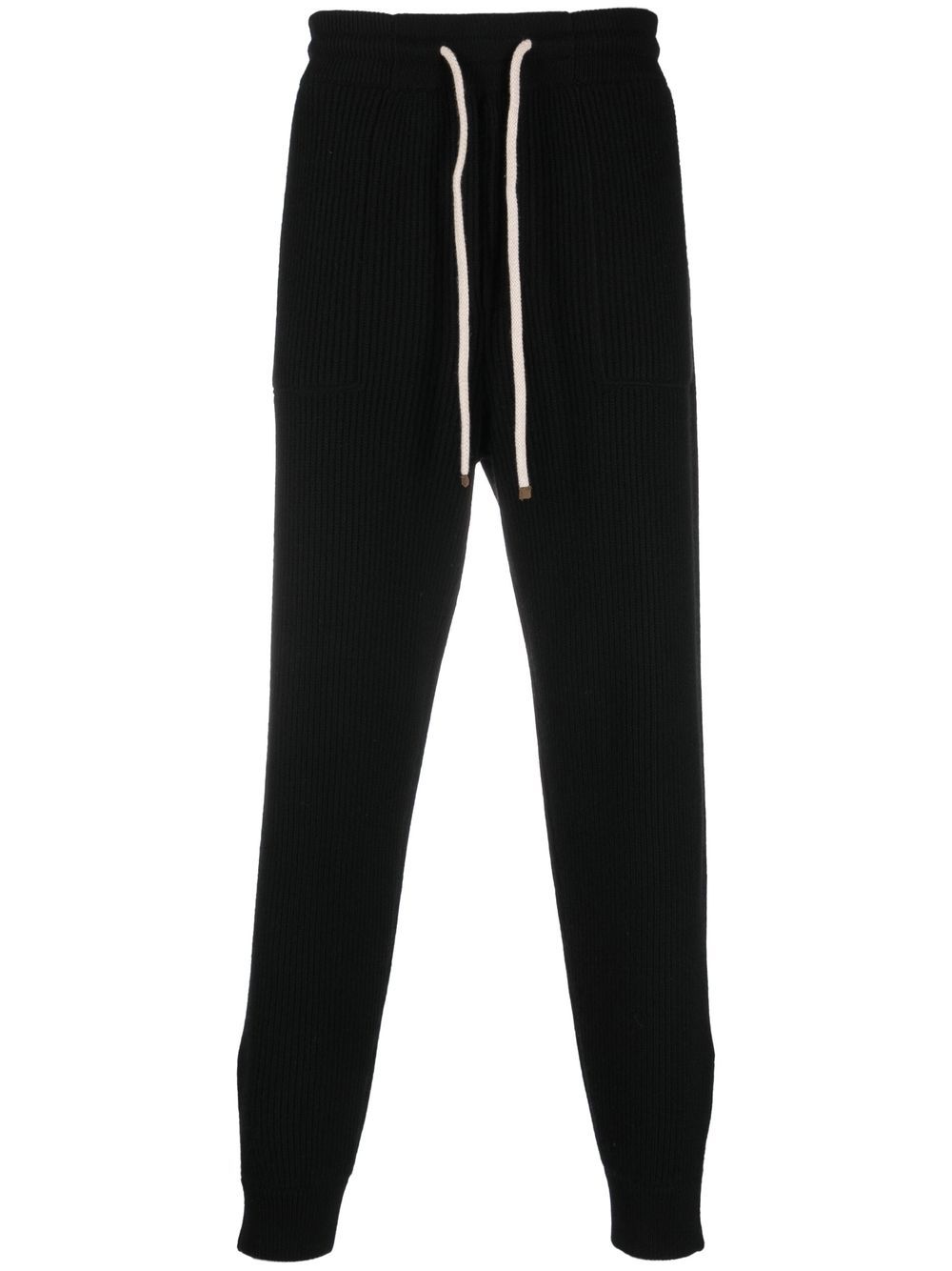 Ribbed cashmere track pants - Black