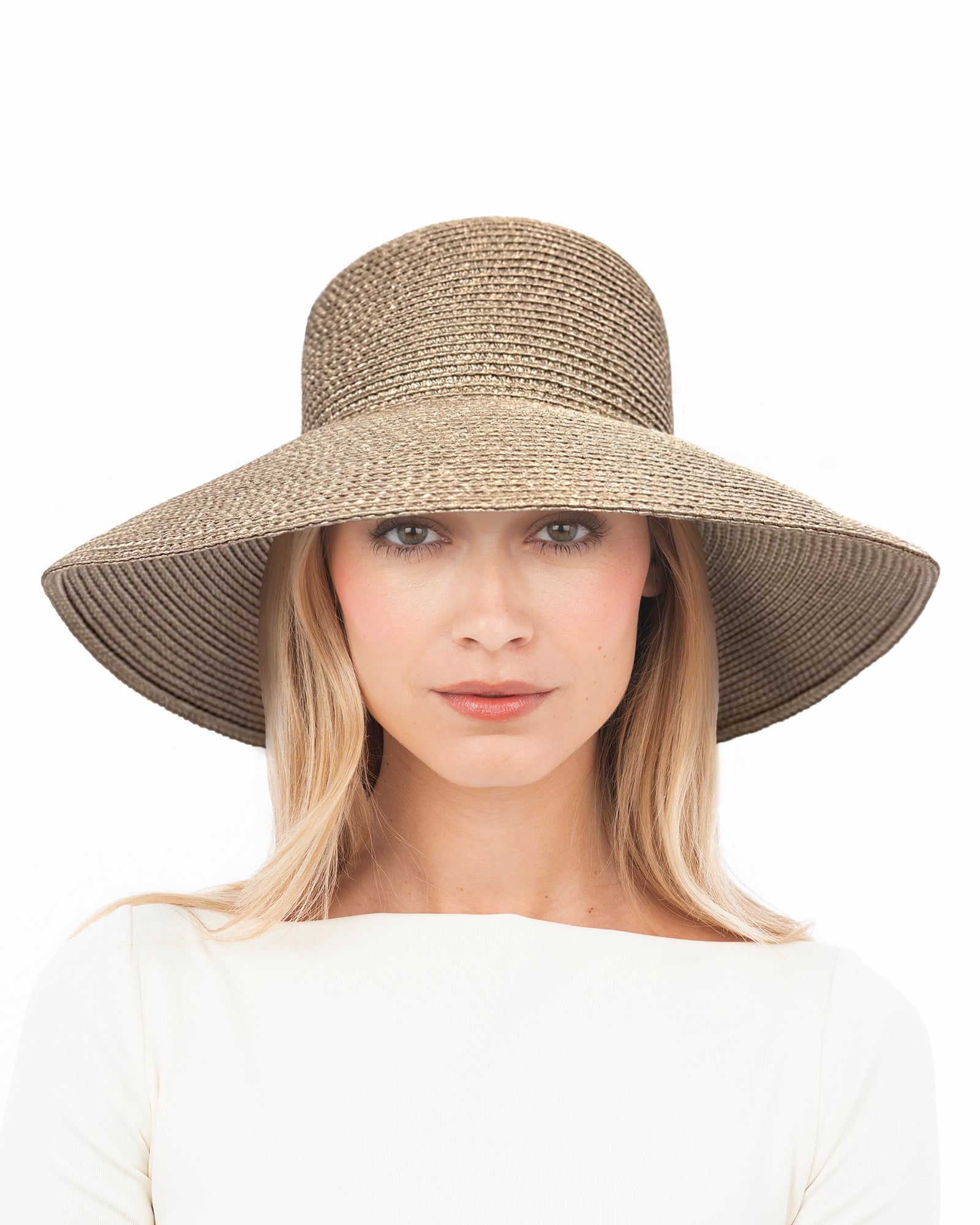 Women's Taupe Squishee Straw Hat