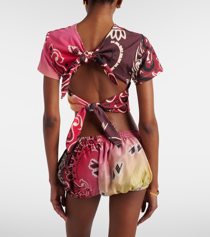 Printed silk shorts