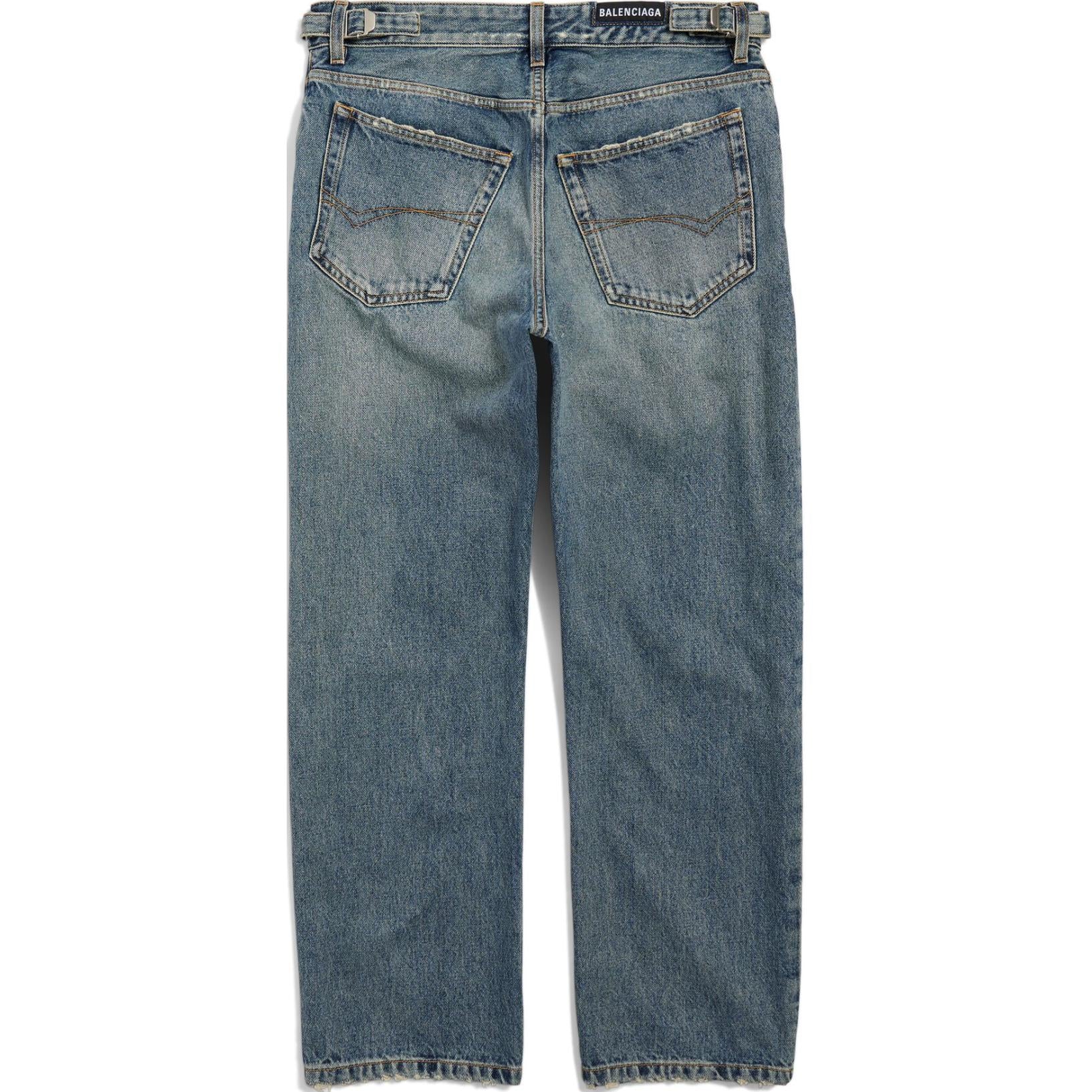 Distressed Straight-Leg Jeans 'Blue'