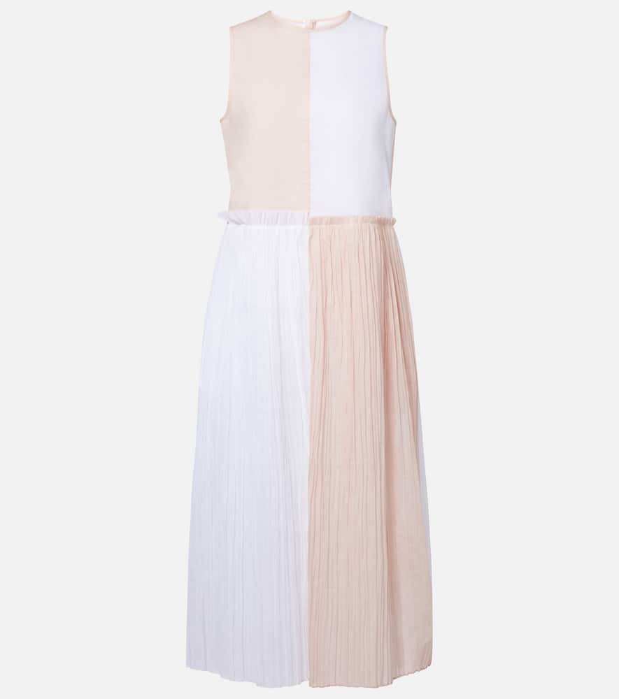 Pleated cotton organza muslin midi dress