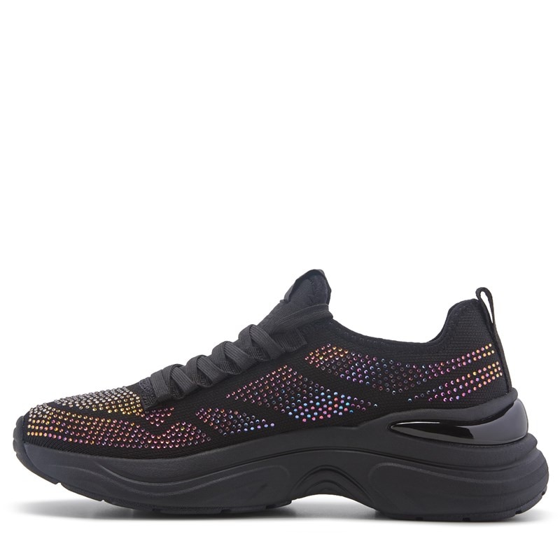 Women's Hazel Lustrous Sheen Rhinestone Fashion Sneakers (Black/Multi)