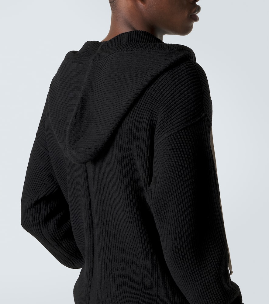 Ribbed-knit virgin wool hoodie