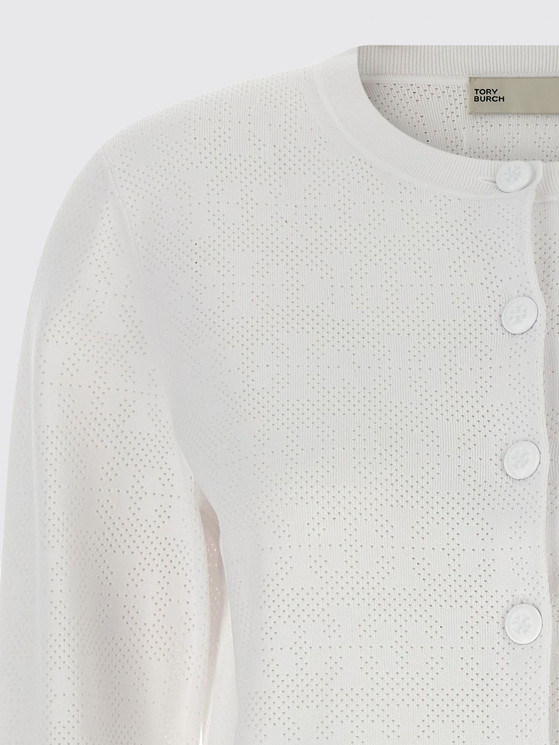 Viscose Blend Cardigan with Double T Logo and Ribbed Trim