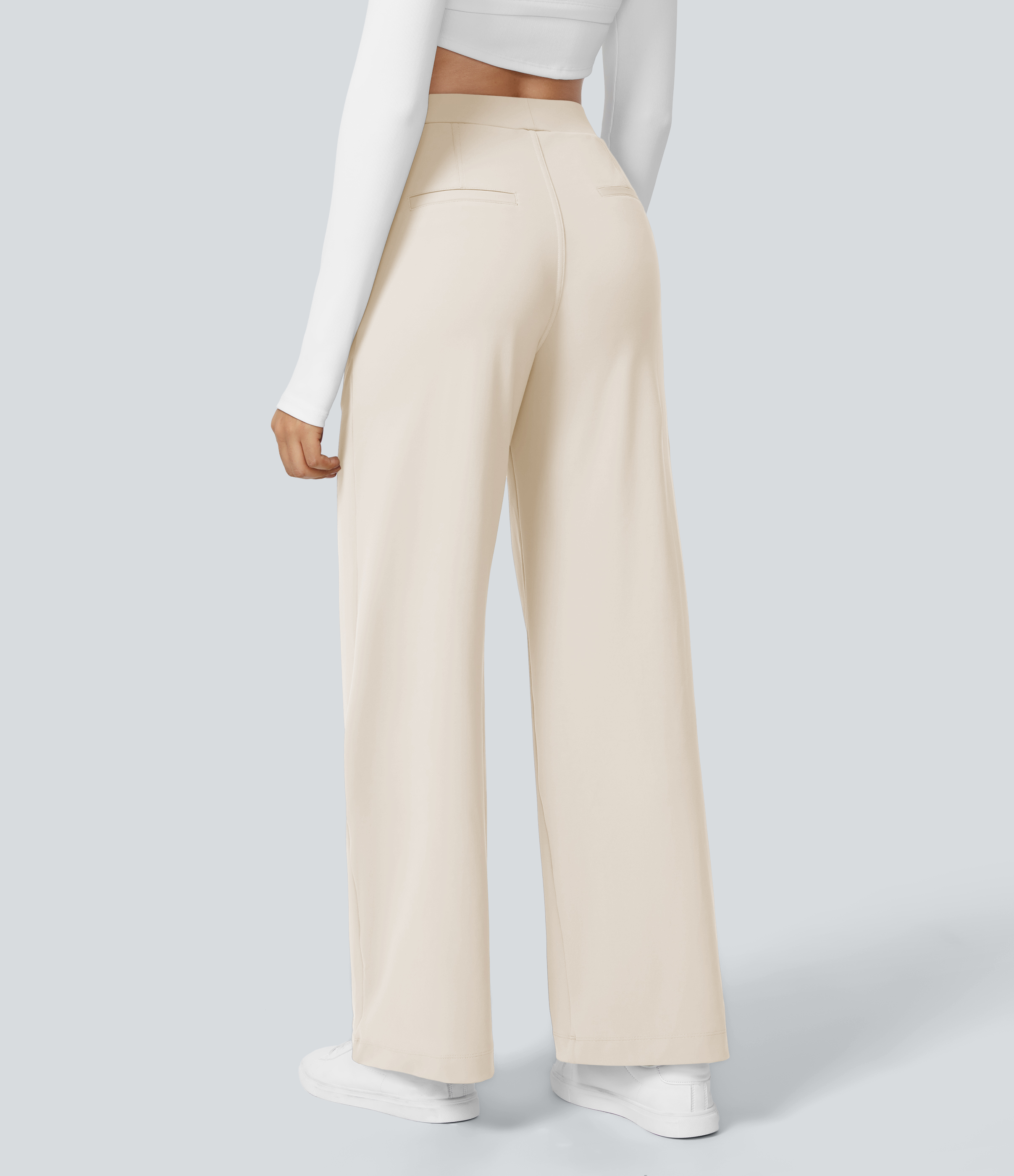 Halara Halara Flex™ DayStretch High Waisted Pocket Straight Leg Work Trousers - Egg Cream White - XXL/1Xregular