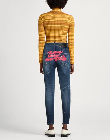 Woman Jeans Blue Size 2 Cotton, Elastane, Calfskin