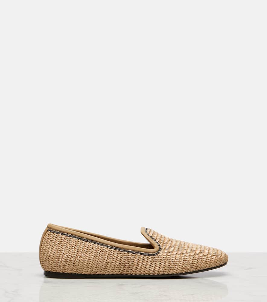 Brunello Cucinelli Monili raffia loafers