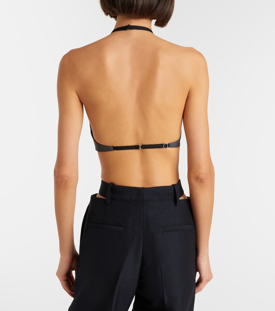 Halterneck virgin wool crop top