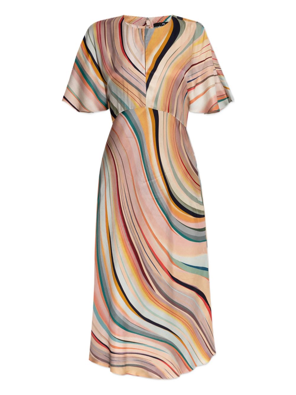 Swirl bell-sleeve dress - Pink