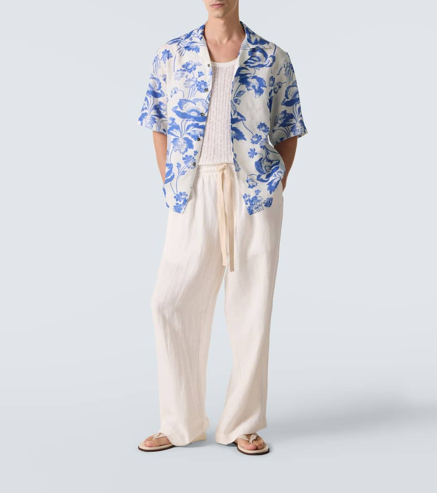 Floral linen bowling shirt
