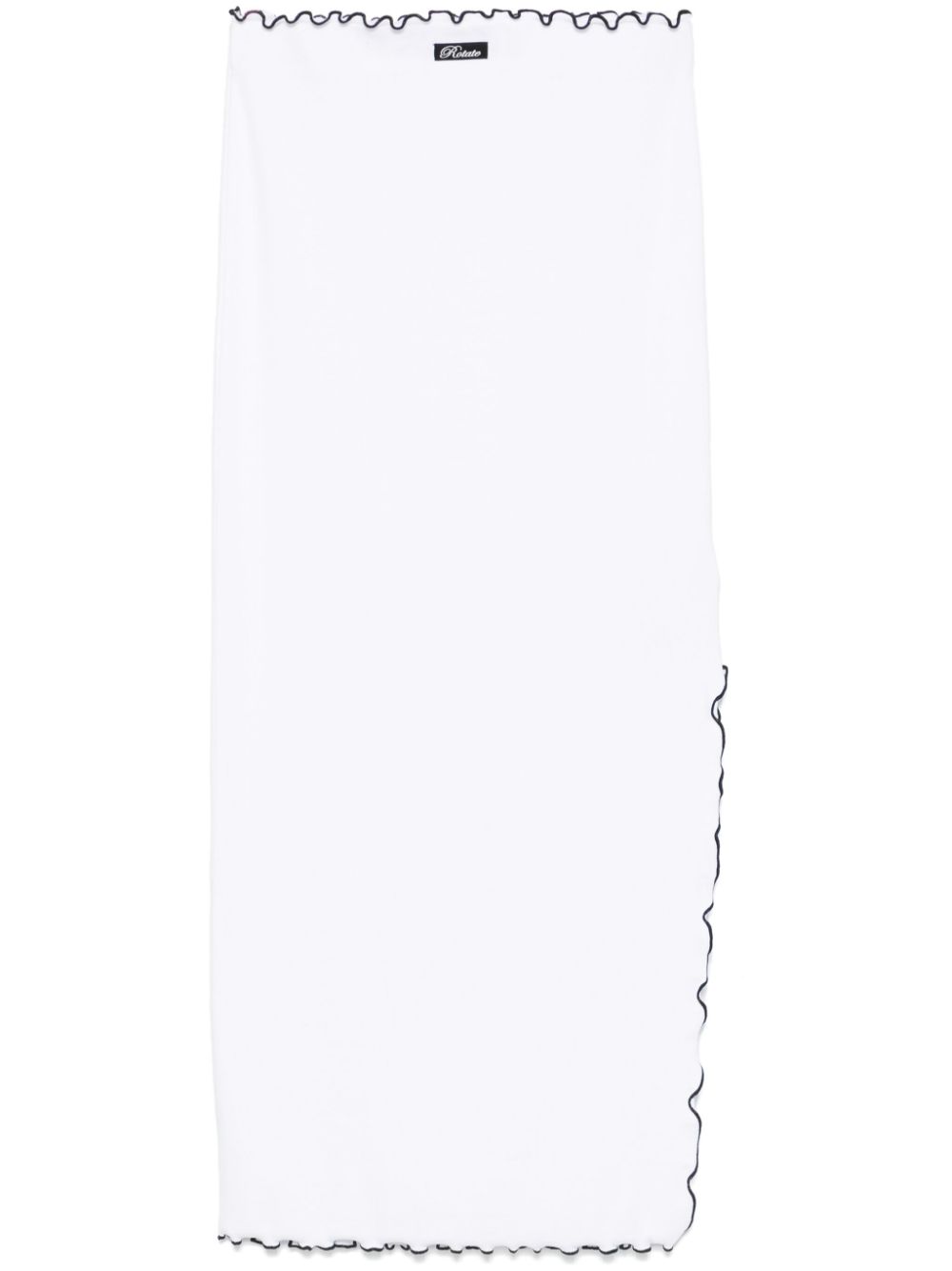 Ribbed midi skirt - White