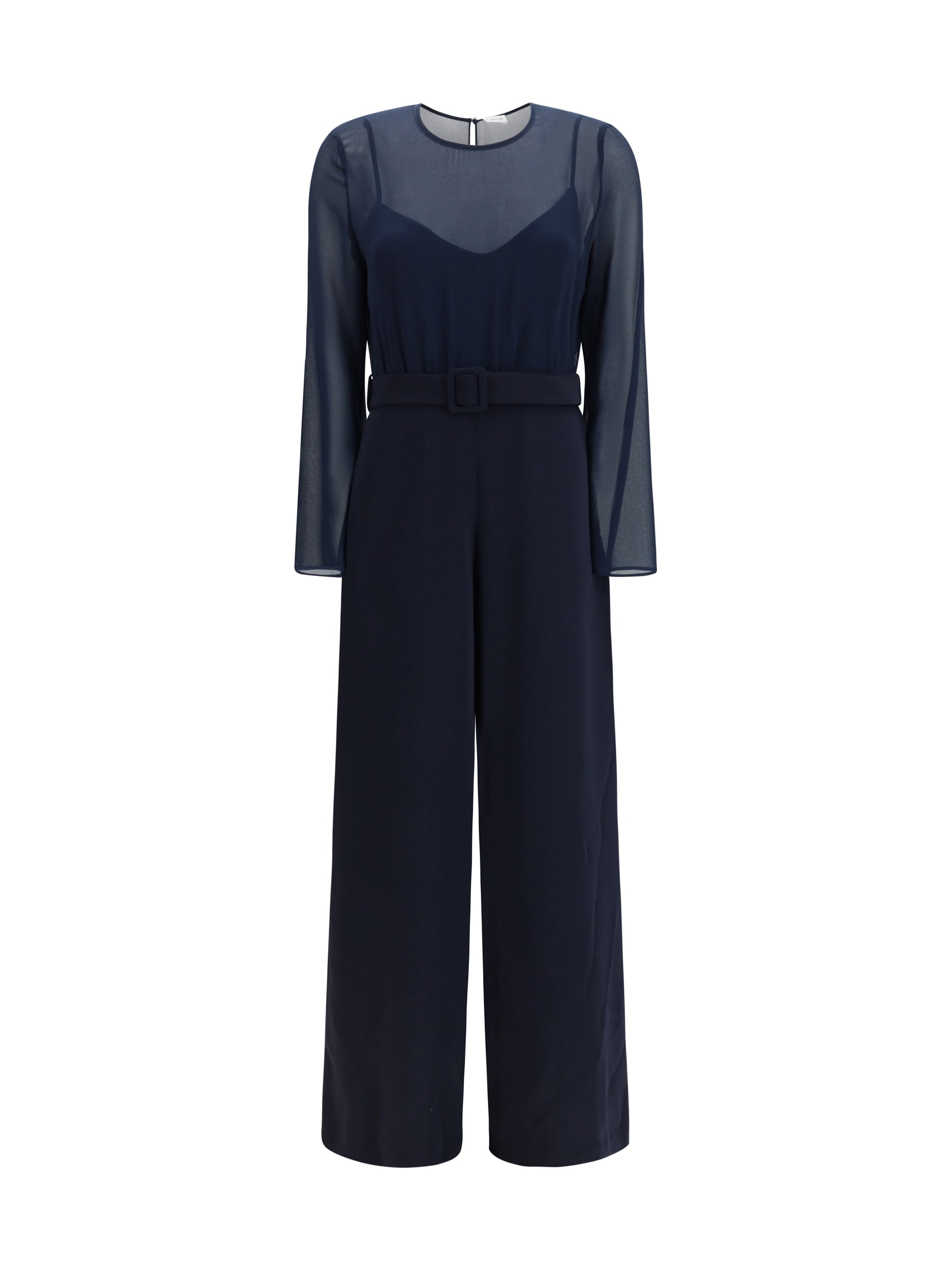 Cady and Chiffon Jumpsuit — Navy