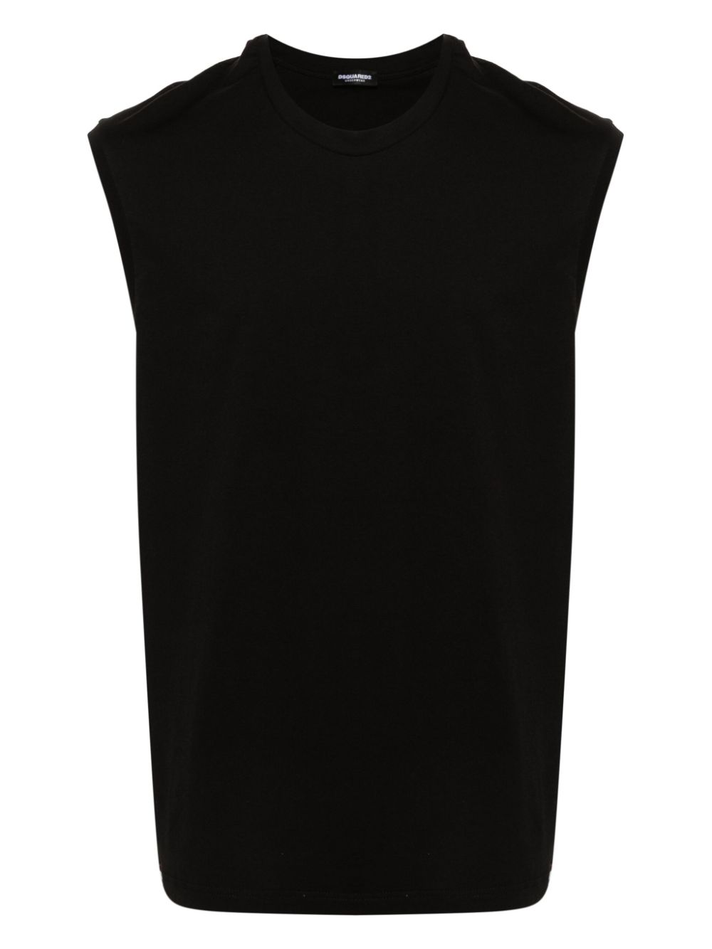 Stretch-cotton sleep tank top - Black