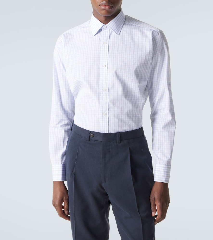 Checked cotton poplin shirt