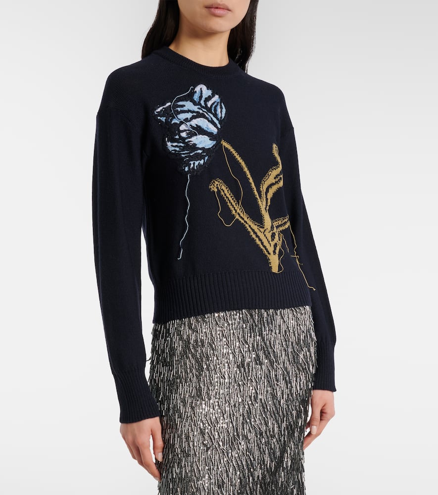 Intarsia wool and cotton sweater