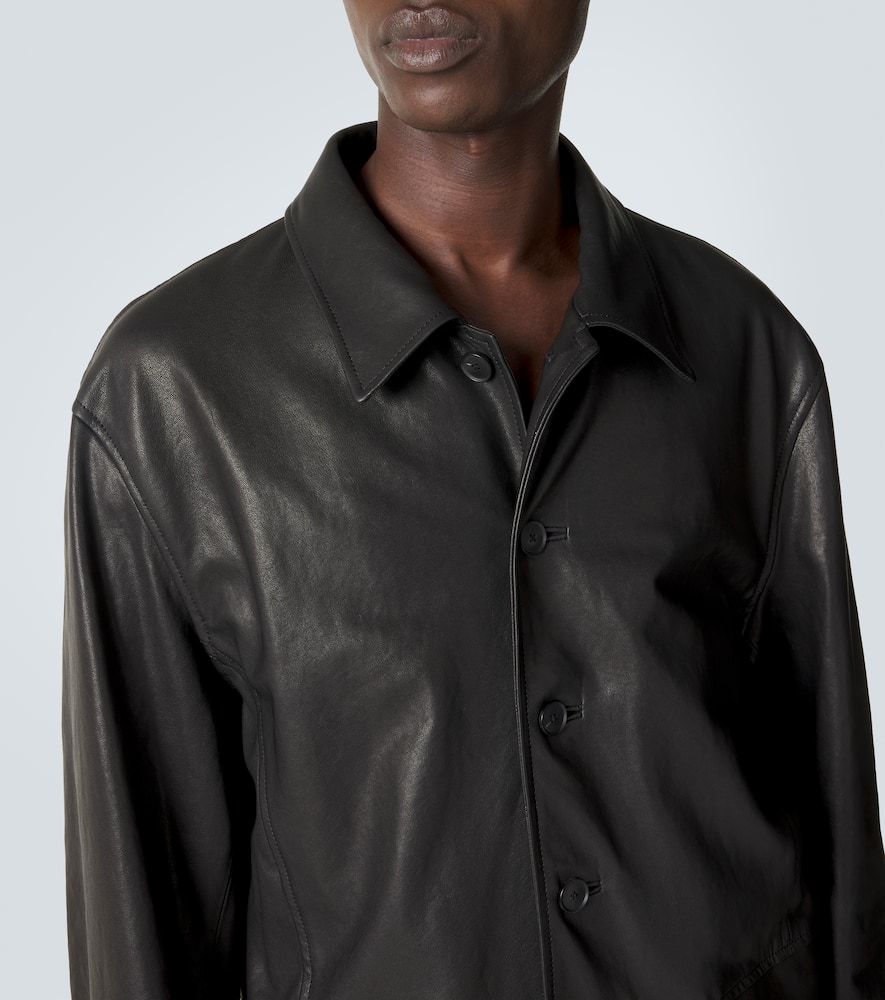 Leather blouson jacket