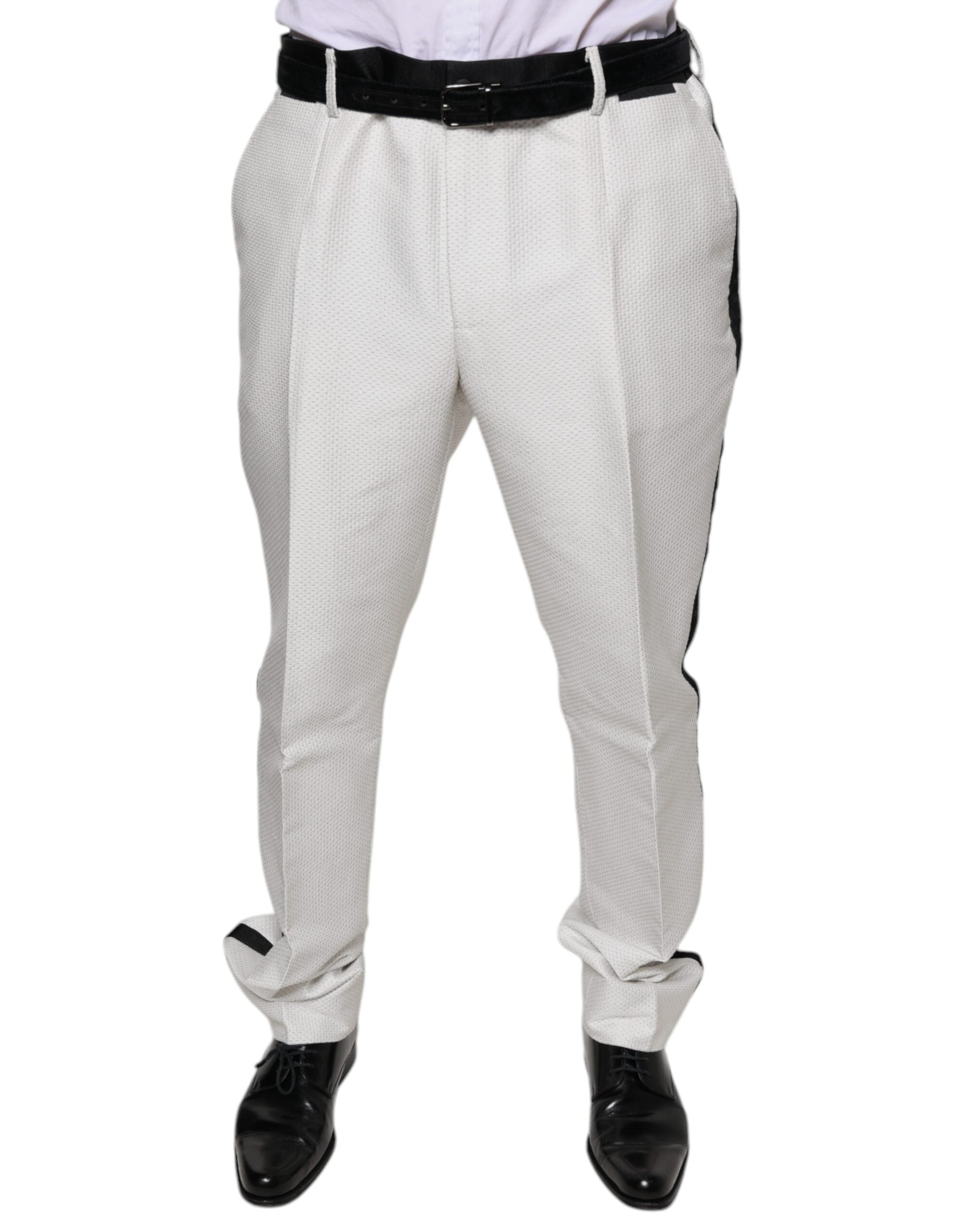 Polyester-Silk Blend Formal Trousers — White