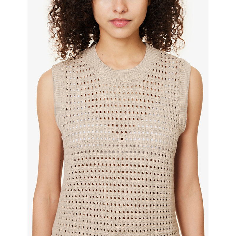 Womens Cashmere Stone Darin Boxy-fit Cotton-knit Jumper XS