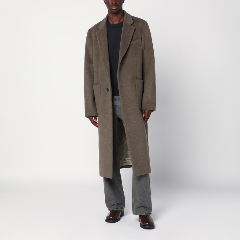 Moss-coloured wool blend coat