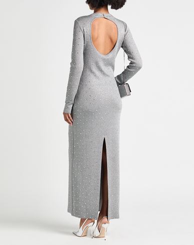 Woman Maxi dress Grey Size L Viscose, Polyester, Metallic Polyester, Polyamide