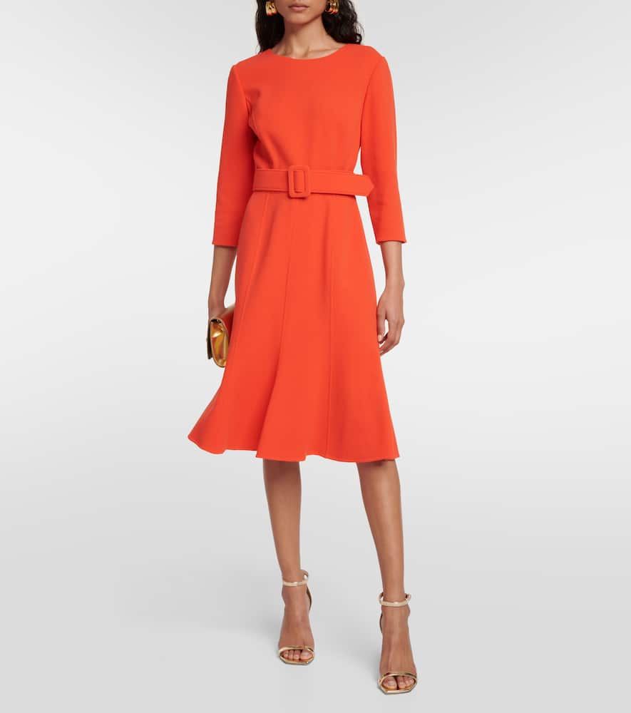 Embellished wool-blend midi dress