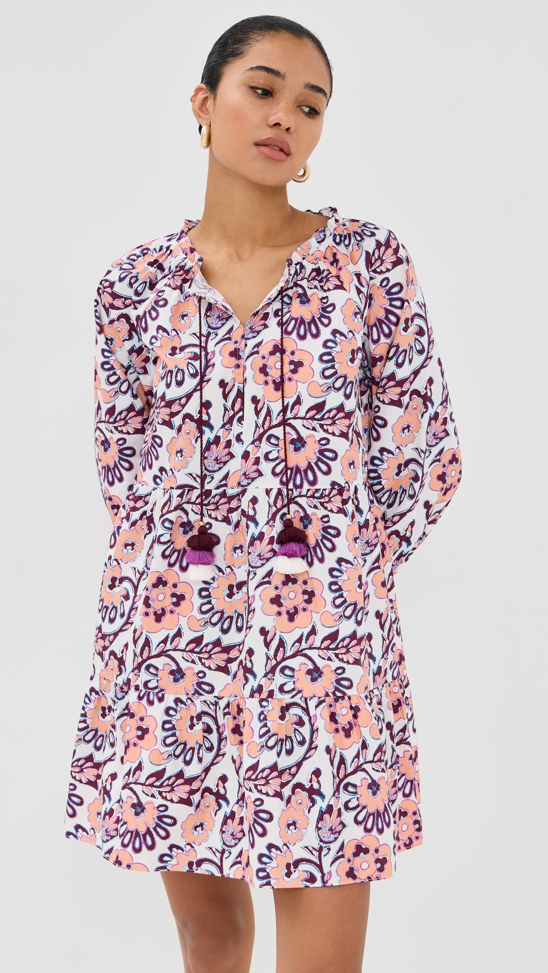 Bella Dress Ibiza Floral Biscotti Beige