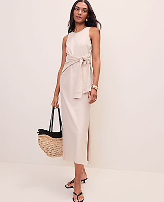 Ann Taylor Weekend Tie Waist Midi Dress