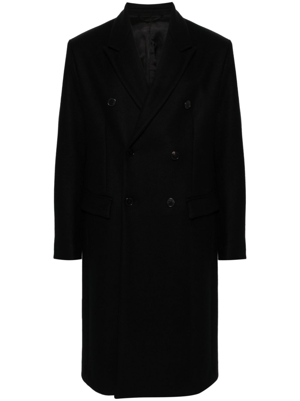 Double-breasted wool coat - Black