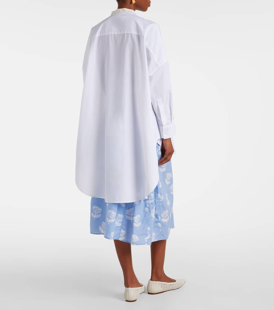 Tie-neck cotton shirt dress