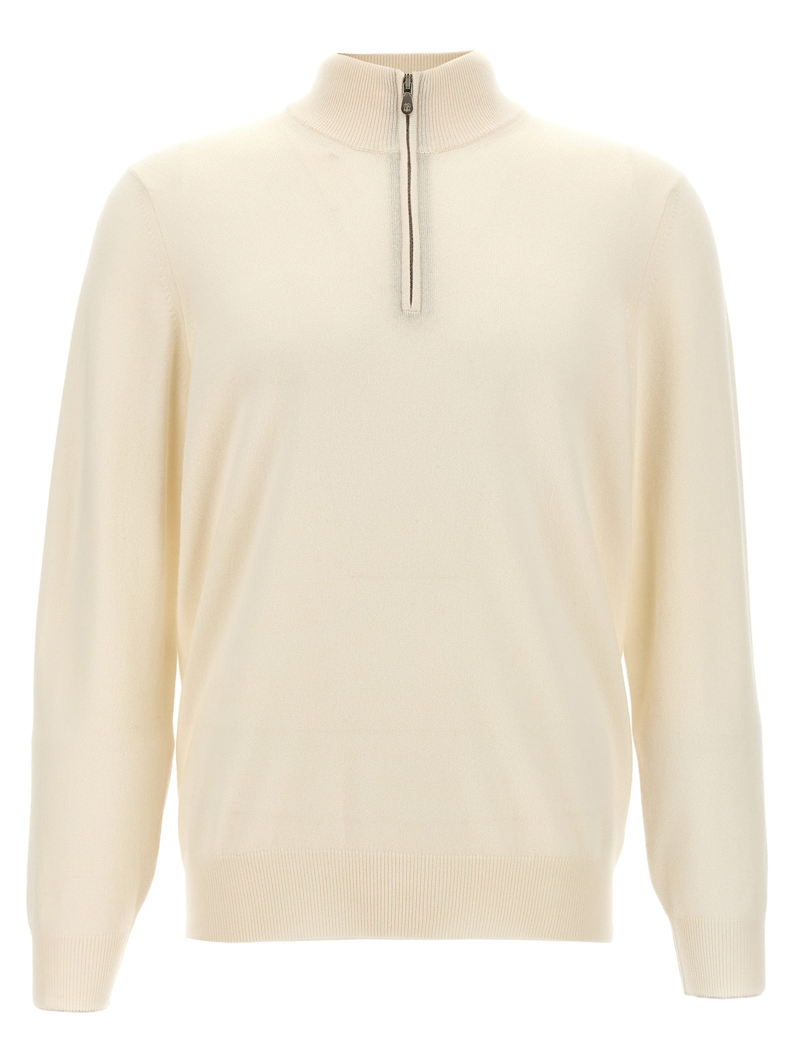 Cashmere Half-Zip Sweater — White