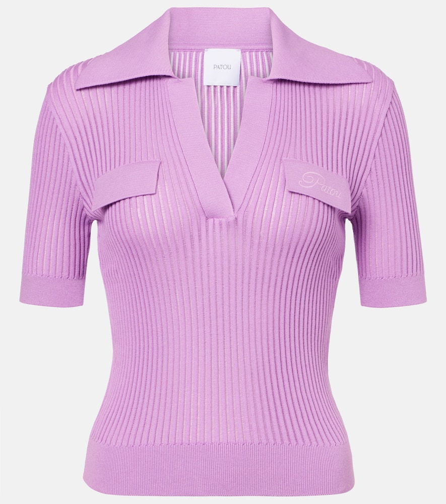 Ribbed-knit cotton polo shirt