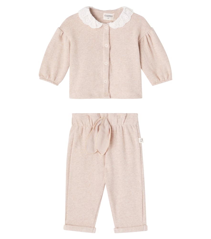 Baby cotton-blend cardigan and sweatpants set