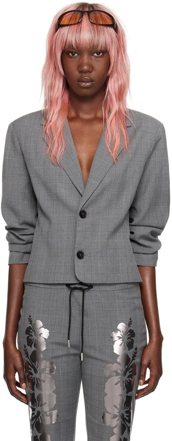 I'm Sorry by Petra Collins SSENSE Exclusive Gray Mimi Wade Edition Shrunken Blazer
