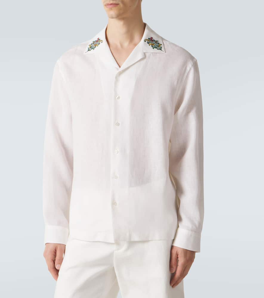 Paisley embroidered linen shirt