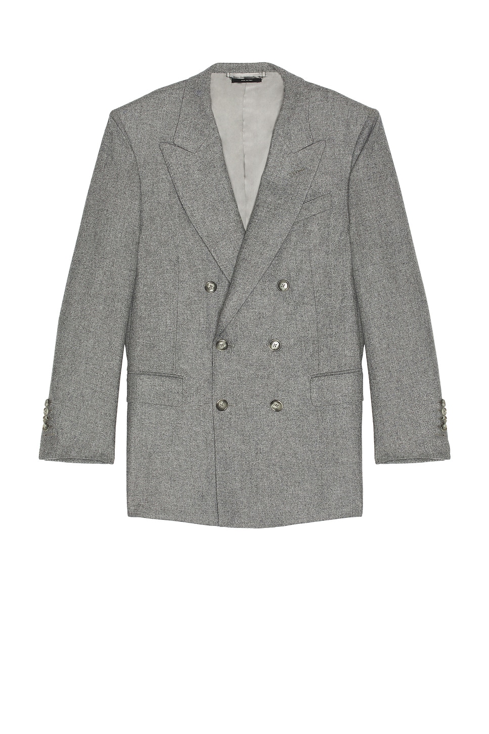 TOM FORD Traditional Flannel Double Breasted Jacket in Grey Melange - Grey. 54 also