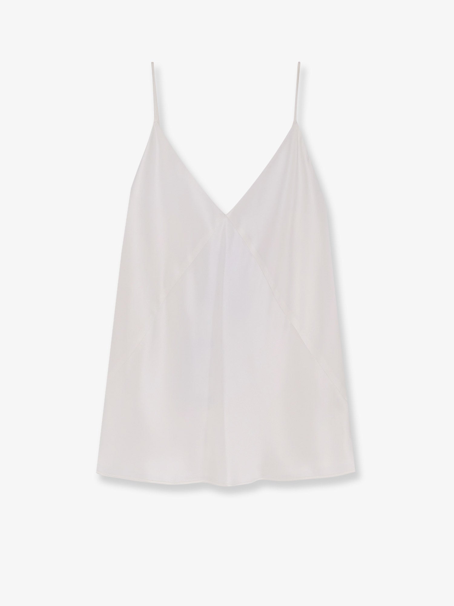 Silk V-Neck Tank Top — White